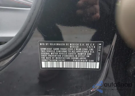 2017 Volkswagen Jetta Gli from USA, damaged, VIN 3VW4T7AJ6HM296382